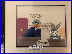 Chuck Jones Animated Film Art Daffy & Bugs Contempt In Court Signed -Rare