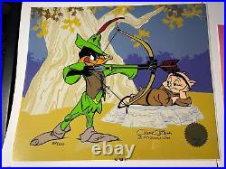 Chuck Jones Animation Cel Autograph Daffy Duck Bow & Error Daffy Porky Pig I15