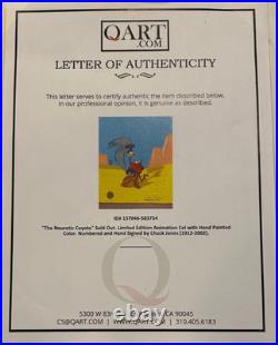 Chuck Jones Autographed The Neurotic Coyote Limited Edition Sericel JSA COA Chuck Jones Autographed The Neurotic Coyote Limited Edition Sericel JSA COA