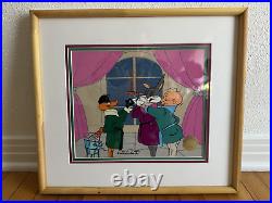 Chuck Jones BUGS BUNNY DAFFY CHEERS! Hand Signed painted Looney Tunes cel COA