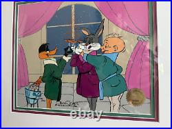 Chuck Jones BUGS BUNNY DAFFY CHEERS! Hand Signed painted Looney Tunes cel COA