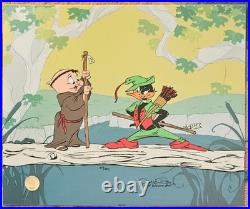 Chuck Jones Buck and a Quarter Staff Hand Signed painted Looney Tunes cel, COA Chuck Jones Buck and a Quarter Staff Hand Signed painted Looney Tunes cel, COA