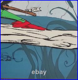 Chuck Jones Buck and a Quarter Staff Hand Signed painted Looney Tunes cel, COA