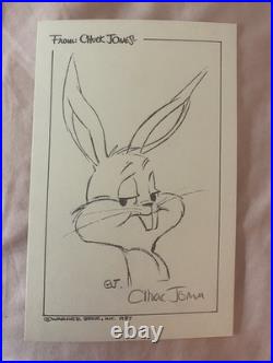 Chuck Jones Bugs Bunny Print Hand Signed Autograph 7 X 9 With Coa