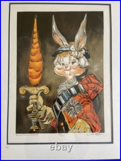 Chuck Jones Bunny Prince Charles Signed Numbered Print, Matted & Framed RARE