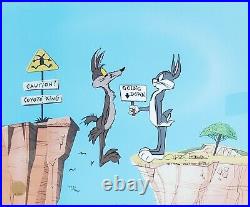 Chuck Jones COYOTE CROSSING Hand Painted LE Sericel Wile E. Coyote Bugs Bunny