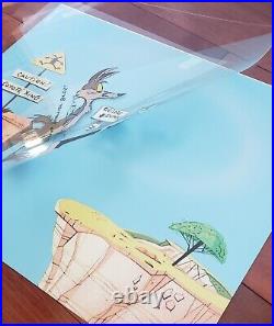 Chuck Jones COYOTE CROSSING Hand Painted LE Sericel Wile E. Coyote Bugs Bunny