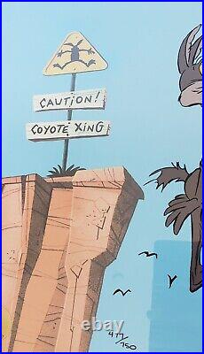 Chuck Jones COYOTE CROSSING Hand Painted LE Sericel Wile E. Coyote Bugs Bunny