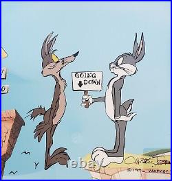 Chuck Jones COYOTE CROSSING Hand Painted LE Sericel Wile E. Coyote Bugs Bunny