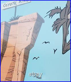 Chuck Jones COYOTE CROSSING Hand Painted LE Sericel Wile E. Coyote Bugs Bunny