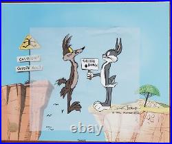 Chuck Jones COYOTE CROSSING Hand Painted LE Sericel Wile E. Coyote Bugs Bunny