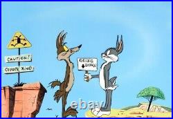 Chuck Jones COYOTE CROSSING Hand Painted LE Sericel Wile E. Coyote Bugs Bunny