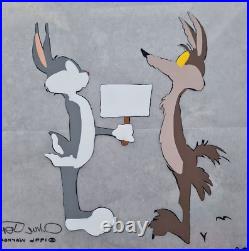 Chuck Jones COYOTE CROSSING Wile E Coyote Bugs Bunny Hand Grinded CEL Handsign
