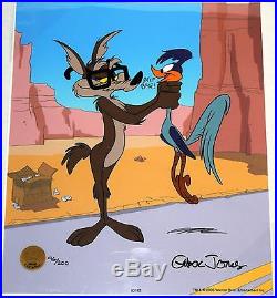 Chuck Jones Cel Wile E Coyote & Roadrunner Autopen Signed Limited Edition 46/200