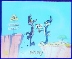 Chuck Jones Coyote Crossing Bugs Bunny Hand Signed painted Looney Tunes cel COA