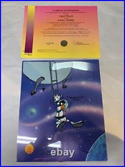 Chuck Jones DAFFY DUCK Looney Landing Hand Signed painted Looney Tunes cel COA