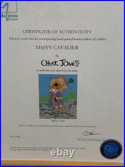 Chuck Jones Daffy Cavalier LE Hand-painted Cel, Signed, COA, 1988 340/500