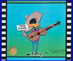 Chuck Jones Daffy Duck Sound Please Hand Signed painted Looney Tunes cel COA art