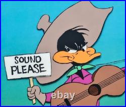 Chuck Jones Daffy Duck Sound Please Hand Signed painted Looney Tunes cel COA art