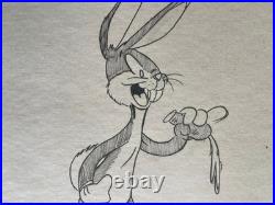 Chuck Jones Drawing On Antique Paper, Framed On Wood, Signed And Sealed