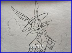 Chuck Jones Drawing On Antique Paper, Framed On Wood, Signed And Sealed