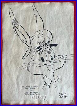 Chuck Jones Drawing On Old Paper (Handmade) Signed & Stamped