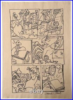 Chuck Jones Drawing on old paper (Handmade) signed and stamped artwork