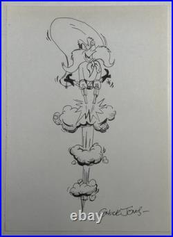 Chuck Jones Drawing on old paper (Handmade) signed and stamped artwork