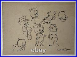 Chuck Jones Drawing on old paper (Handmade) signed and stamped artwork