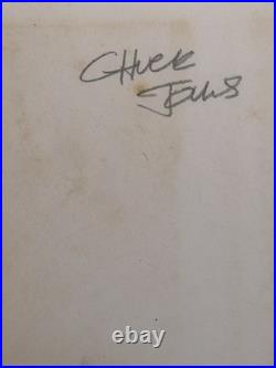 Chuck Jones Drawing on old paper (Handmade) signed and stamped artwork
