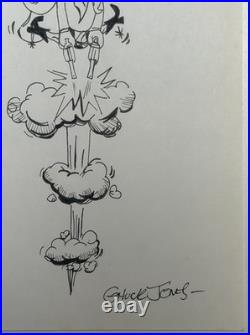 Chuck Jones Drawing on old paper (Handmade) signed and stamped artwork