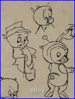Chuck Jones Drawing on old paper (Handmade) signed and stamped artwork