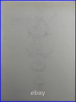Chuck Jones Drawing on old paper (Handmade) signed and stamped artwork