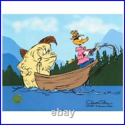 Chuck Jones Fish Tale Daffy Duck Hand Signed painted Looney Tunes cel COA