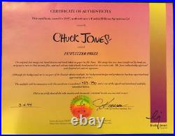 Chuck Jones Hand Signed Animation Cel BUGS BUNNY PEPE LE PEW Framed WB COA