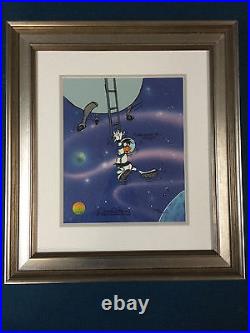 Chuck Jones Hand Signed Animation Cel DAFFY DUCK Framed LOONEY LANDING COA