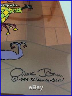 Chuck Jones Hand Signed Animation Cel DAFFY DUCK RUDE JESTER BUGS BUNNY COA