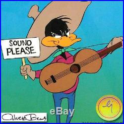 Chuck Jones Hand Signed Animation Cel DAFFY DUCK SOUND PLEASE WB COA BUGS BUNNY