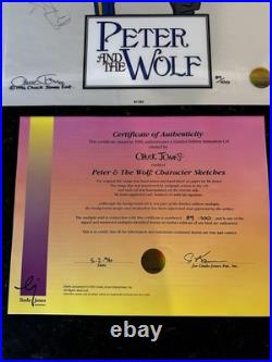 Chuck Jones Hand Signed Animation Cel PETER AND THE WOLF COA 89/100 Sketches