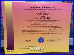 Chuck Jones Hand Signed Animation Cel PETER AND THE WOLF Framed COA Bugs Bunny