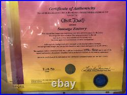 Chuck Jones Hand Signed Animation Cel SAUSAGE FACTORY Daffy Duck Porky Pig COA