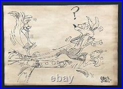 Chuck Jones (Handmade) Drawing On Old Paper Signed & Stamped