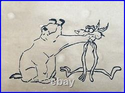 Chuck Jones (Handmade) Drawing On Old Paper Signed & Stamped