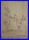 Chuck Jones (Handmade) Drawing On Old Paper Signed & Stamped, vtg art