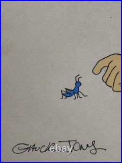 Chuck Jones (Handmade) Drawing On Old Paper Signed & Stamped, vtg art