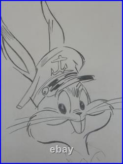 Chuck Jones (Handmade) Drawing On Old Paper Signed & Stamped, vtg art