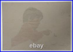 Chuck Jones (Handmade) Drawing On Old Paper Signed & Stamped, vtg art