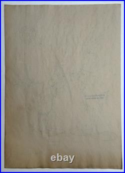 Chuck Jones (Handmade) Drawing On Old Paper Signed & Stamped, vtg art