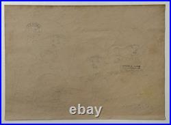 Chuck Jones (Handmade) Drawing On Old Paper Signed & Stamped, vtg art