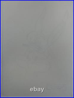 Chuck Jones (Handmade) Drawing On Old Paper Signed & Stamped, vtg art